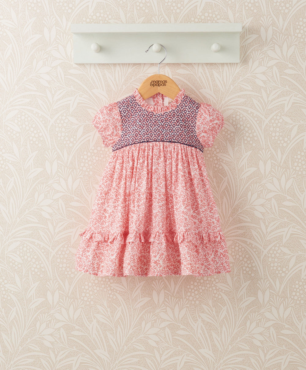 Mamas & Papas Dresses & Skirts Ruffle Neck Embroidered Dress