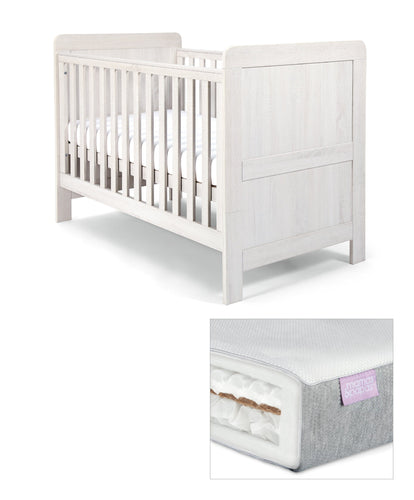 Mamas & Papas Furniture Sets Atlas Cotbed Set with Luxury Twin Spring Mattress - Nimbus White