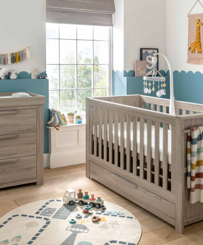 Mamas & Papas Furniture Sets Franklin 2 Piece Cot Bed Set with Dresser - Grey Wash