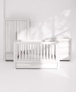 Mamas & Papas Furniture Sets Franklin 3 Piece Cotbed Range with Dresser and Wardrobe - White Wash