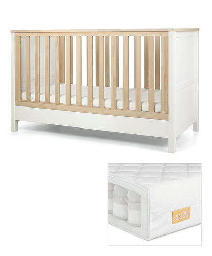 Mamas & Papas Furniture Sets Harwell Cotbed Set with Essential Pocket Spring Mattress - White/Natural
