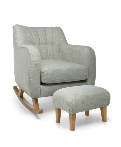 Mamas & Papas Furniture Sets Hilston Nursing Chair & Stool Set - Dark Grey Textured Weave & Mid-Oak