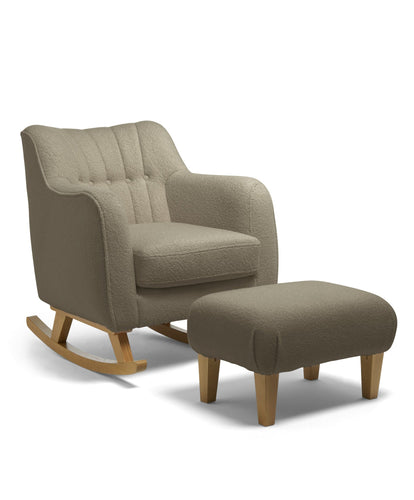 Mamas & Papas Furniture Sets Hilston Nursing Chair & Stool Set - Grey Boucle & Mid-Oak