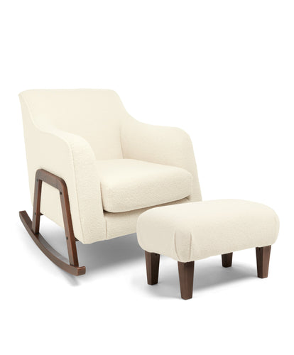 Mamas & Papas Furniture Sets Honley Stool and Nursing Chair Set - Off-White & Dark Wood