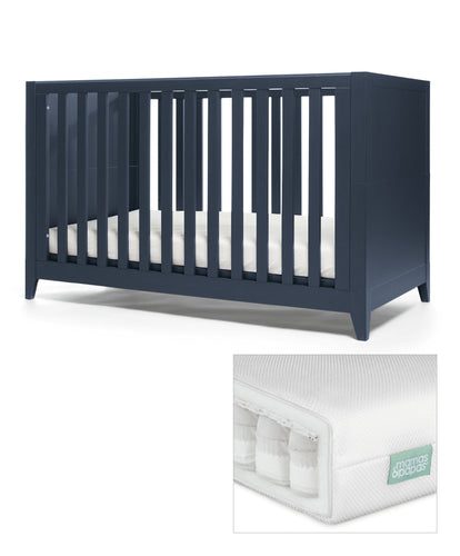 Mamas & Papas Furniture Sets Melfi Cotbed Set with Premium Pocket Spring Mattress - Midnight Blue