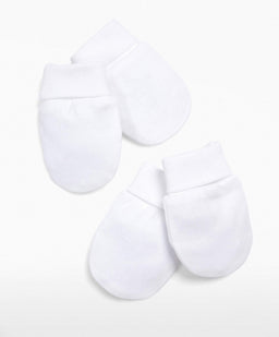 Mamas & Papas Hats & Mitts 1-Size White Scratch Mitts - 2 Pack