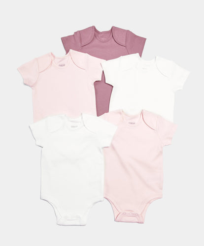 Mamas & Papas IE Pink Short Sleeve Cotton Bodysuits - 5 Pack