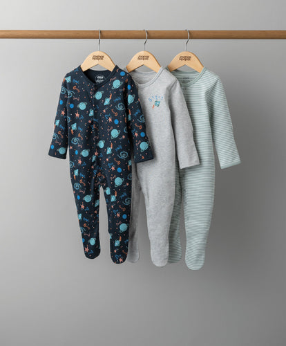 Mamas & Papas Multipacks 3pk ABC Blast Off Sleepsuits