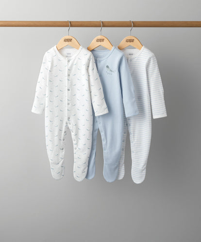 Mamas & Papas Multipacks 3pk Whales Sleepsuits