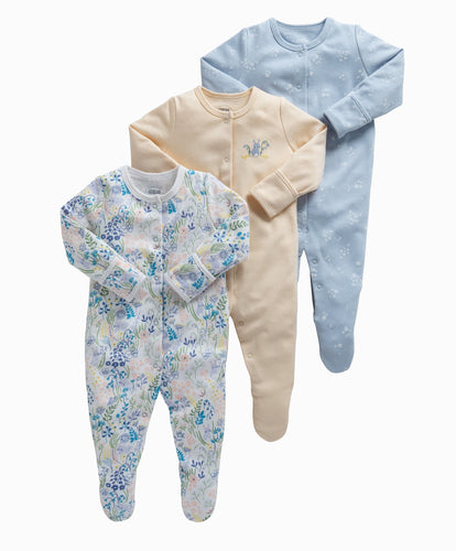 Mamas & Papas Multipacks Floral Bunny Jersey Cotton Sleepsuits 3 Pack