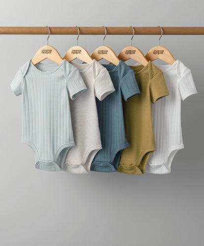 Mamas & Papas Multipacks Ribbed Short Sleeve Bodysuits - 5 Pack