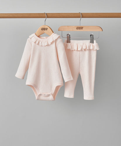 Mamas & Papas Outfits & Sets 2pc Frill Hem Pointelle Set