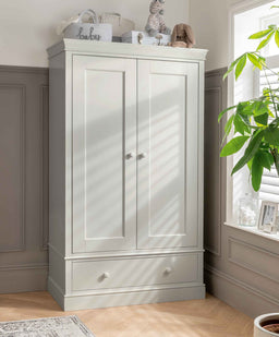 Mamas & Papas Oxford 2 Piece Nursery Furniture Set with Cotbed and Wardrobe - Stone Grey