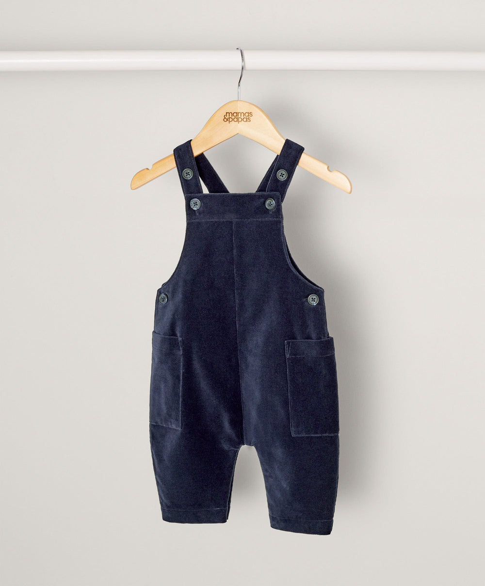 Mamas &amp; Papas Sets Navy Velour Dungarees &amp; Bodysuit