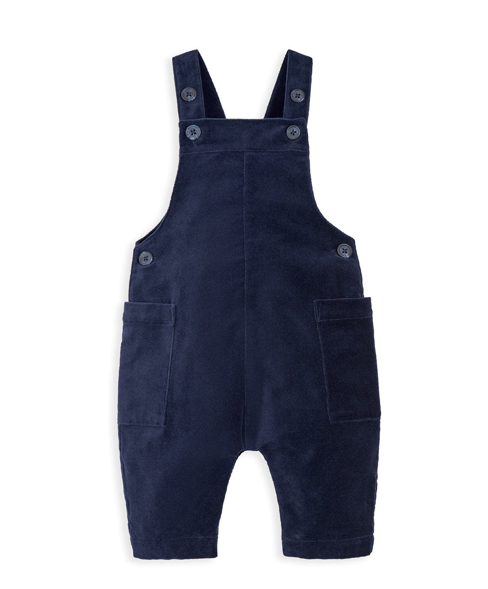 Mamas &amp; Papas Sets Navy Velour Dungarees &amp; Bodysuit