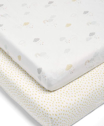 Mamas & Papas Sheets Dream Upon  A Cloud 2 Pack Fitted Sheets  - Cloud/Grey