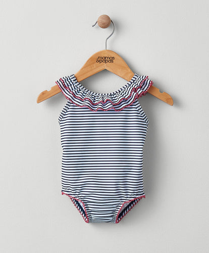 Mamas & Papas Swimwear Stripe Frill Swimsuit