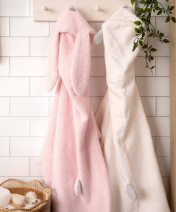 Mamas & Papas Towelling Hooded Towel - Pink Bunny